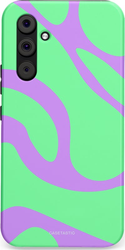 Casetastic Hoesje Geschikt voor Samsung A54 (5G) - Stijlvolle Beschermende Duo-layer Case - Pastelgolven Mint-Lila