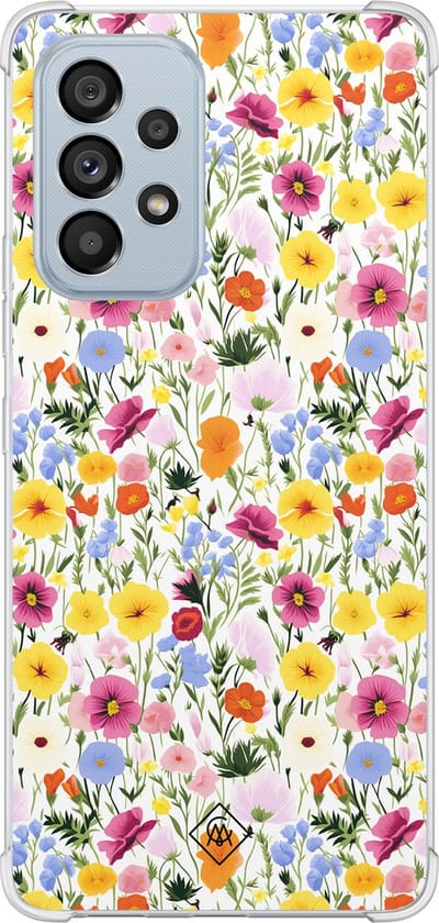 Casimoda® hoesje - Geschikt voor Samsung Galaxy A53 - Happy Flora - Shockproof case - Extra sterk - Siliconen/TPU - Multi, Transparant
