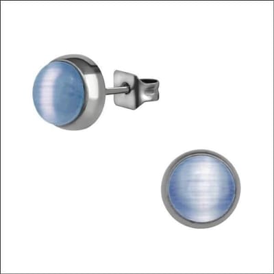 Aramat Jewels | Oorbellen | RVS Kattenoog Oorbellen Diverse Kleuren - Cat Eye Oorstekers | Zilverkleur / 7mm / Grijs | | | | Kinderen, Volwassenen | Verkleurd niet