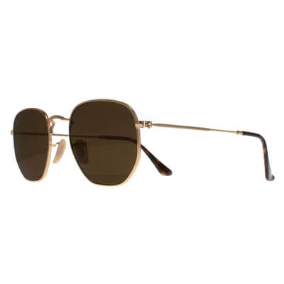 Ray-Ban Zonnebril Hexagonal 3548N 001/57 Goudbruin Gepolariseerd 51mm