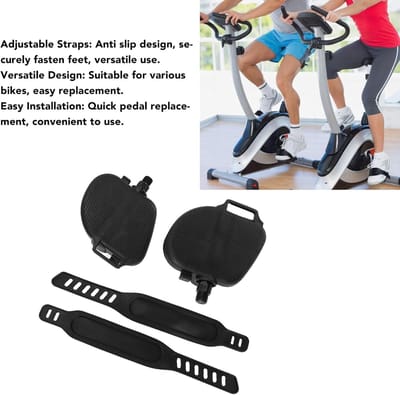 Fietspedaal Set - Stationaire Pedalen - Thuis Trainen - Verstelbare Teenriemen - 17 x 17 x 13 cm - Zwart
