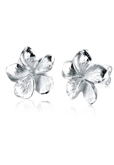 Elli - Oorbellen - Dames Oorbellen Frangipani Bloem Filigraan in 925 Sterling Zilver - Dames