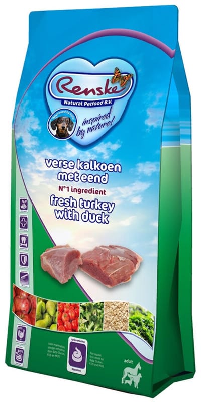 8x Renske Super Premium Hondenvoer Adult Verse Kalkoen en Eend 600 gr