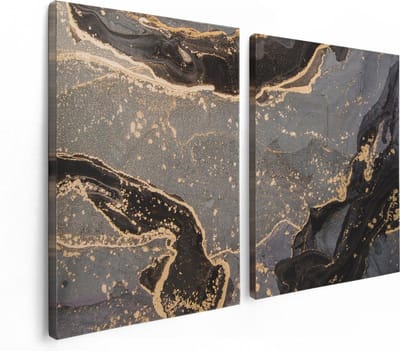 Artaza Canvas Schilderij Tweeluik Abstracte Kunst Grijs Marmer - 120x80 - Foto Op Canvas - Canvas Print