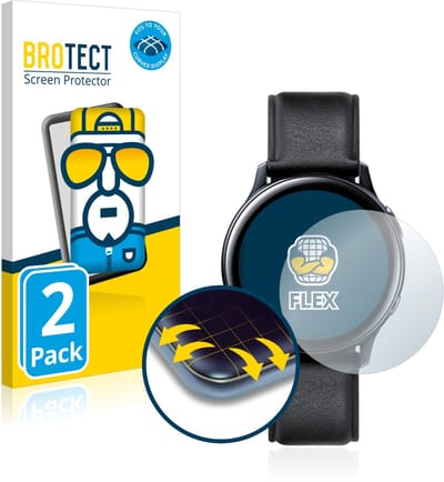 BROTECT - Screenprotector voor Samsung Galaxy Watch Active 2 (40mm) - Folie Beschermfolie transparant volledig dekking - 2 Stuks