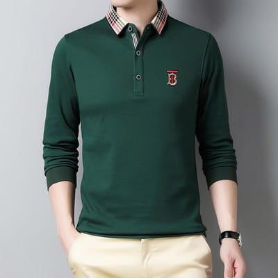 Lente en Herfst Nieuwe Heren Revers Lange Mouw Poloshirt Heren Modieus Geborduurd T-shirt Polo Heren XL black