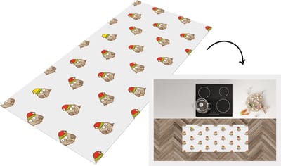 Keukenloper - Loper keuken - Uil - Kerstmuts - Cartoon - Kind - Design - 120x50 cm - Keukenloper vinyl