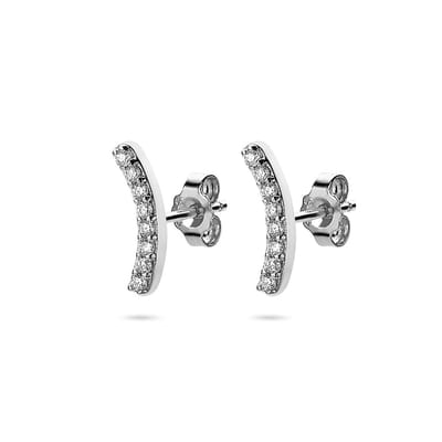 Twice As Nice oorbel in zilver, smiley Wit