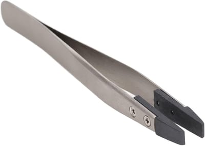 Plastic Pincet - Koolstofvezel Pincet - Elektronica Reparatie - Uitwisselbaar Hoofd - 19 cm - Zwart