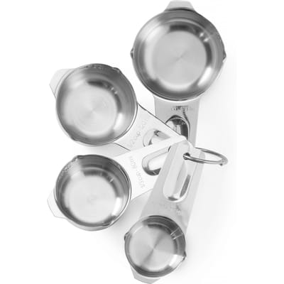 HENDI Set maatbekers – roestvast staal – stapelbaar – 4 stuks – gegraveerde markeringen