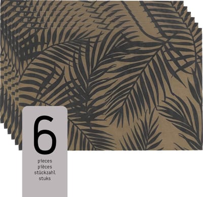 Raved Placemats - Set van 6 Stuks - Astrid - Varens - Beige - Jute - Grijs - Eettafel - Onderlegger - Waterafstotend