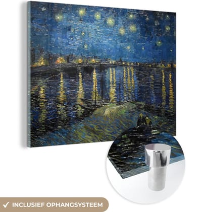 MuchoWow® Glasschilderij 120x90 cm - Schilderij acrylglas - Van Gogh - Brug - Oude meesters - Foto op glas - Schilderijen