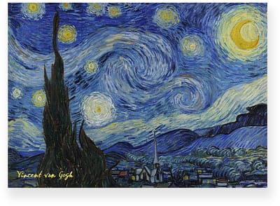 Poster 30x20 cm - Sterrennacht - Vincent van Gogh - Blauw - Geel - Klassiek - Postimpressionisme - Wanddecoratie