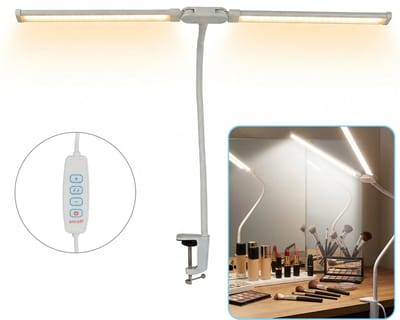 Bureaulamp Met Klem - Bureaulamp Met Dubbele Kop - Tafellamp - Flexibele Monitor Met Dubbele Kop En Verlichting