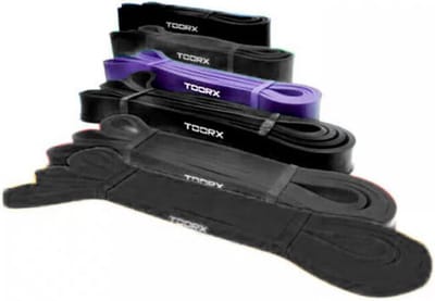 Toorx Fitness Weerstandsband - Resistance Band - Fitness Elastiek - Paars - Zwaar - 29 mm dik - 23 tot 55 kg