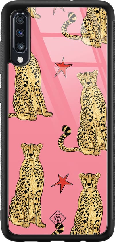 Casimoda® hoesje - Geschikt voor Samsung Galaxy A50 - The Pink Leopard - Luxe Hard Case Zwart - Backcover telefoonhoesje - Roze