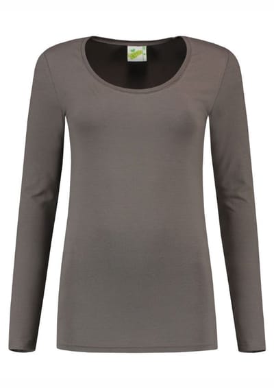 Lemon & Soda dames T-shirt met lange mouwen en een ronde hals in de kleur pearl grey in de maat S