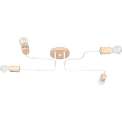 Sollux Lighting Kroonluchter Timbo - E27 - wit/natuurlijk hout - staal/hout - 16.5x75x58cm