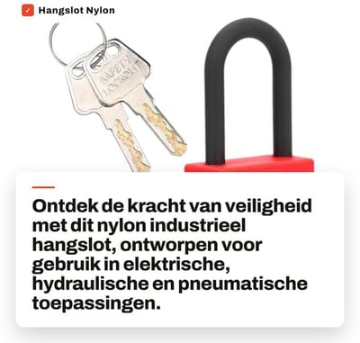 Dailygoods - Hangslot - Nylon Industrieel - Stevig en lichtgewicht - Geel - Lockout/tagout - Veiligheidsoplossing voor fabrieken - Rood