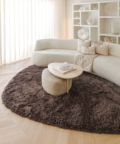 Organisch vloerkleed shaggy - Sveve Pebble bruin 150x210