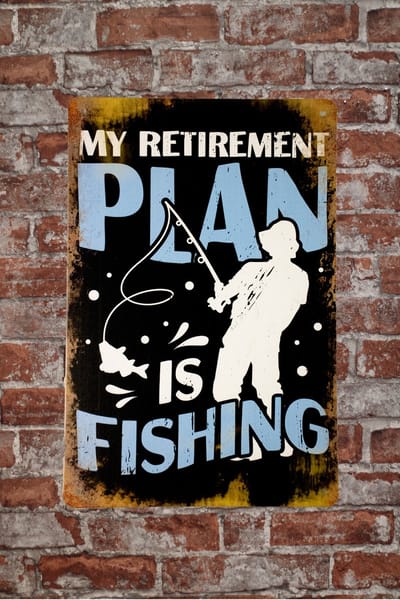 Mancave decoratie - My Retirement plan - Metalen wandbord - Mancave - Wandbord - Vissen - Metalen borden - Metal sign - Bar decoratie - Tekstbord - Wandborden - Wand Decoratie - Cave & Garden