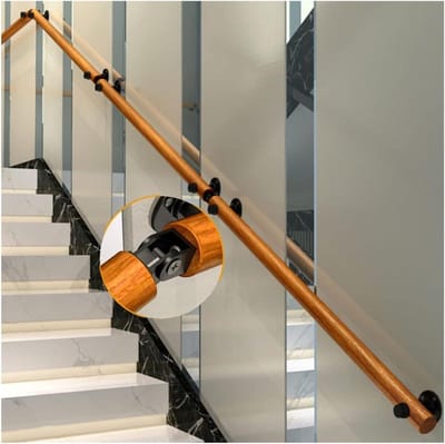Massief Houten Leuning - Wandsteun Trap - Veilig Lopen - Sterke Draagkracht - Diverse Lengtes - Houtkleurig