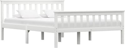 vidaXL - Bedframe - massief - grenenhout - wit - 140x200 - cm