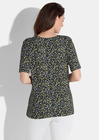 Shirt met een stippenmotief - marine / groen / gedess. - Gr. 38 van Goldner Fashion