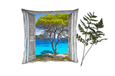 Sierkussens - Kussentjes Woonkamer - 40x40 cm - Boom - Tropisch - Zee - Doorkijk - Strand
