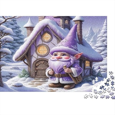 Puzzel Kabouterhuis - 1000 Stukjes Legpuzzel - Ontspannende Indoor Activiteit - Stimuleert Geest - 70 x 50 cm - Violet