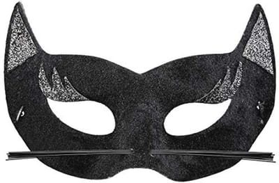 Zwart-zilver gezichtsmasker voor volwassenen - leuk diermasker voor feesten en evenementen