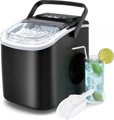 Krachtige IJsblokjesmachine – 2 Afmetingen – Zelfreinigende IJsmachine – IJsblokjesmachine Crushed Ice Machine – Crushed Ice Maker in Enkele Minuten – 1.2L - Zwart