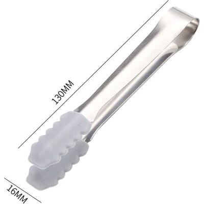 Roestvrijstalen IJstang Met Siliconen Bescherming Koffie Suikerklontje Barbecue Grill Buffet Klem Antislip Keuken Kookgadget white