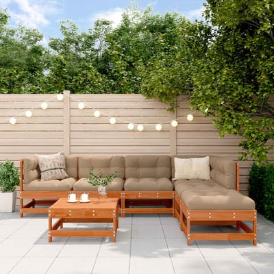 vidaXL - Tuin - loungeset - 7 - st - Wasbruin - Massief - grenenhout