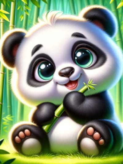 Diamond painting schattige cartoon panda 30x40cm ronde steentjes