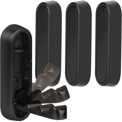 4 stuks zwarte kledinghaken, inklapbaar, 90° wandhouder, onzichtbare klaphaak, zelfklevende of geperforeerde bevestiging, draagkracht 5 kg