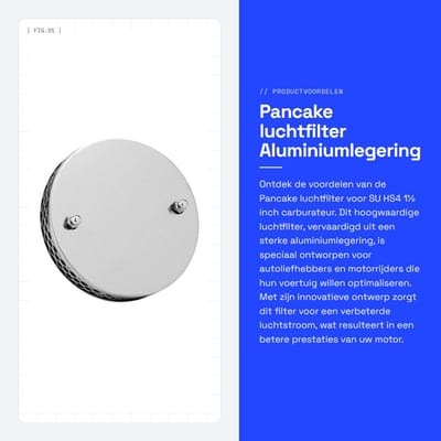 Dailygoods - Pancake luchtfilter - Aluminiumlegering - Luchtinlaatreiniger - 1½ inch - Carburateuraccessoire - Auto en motor - Geschikt voor SU HS4
