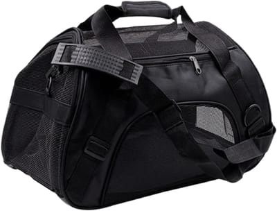 Draagtas Katten - Reisvervoer Huisdier - Veilig Transport - Ademend Opvouwbaar - 47x24.5x33cm - Zwart