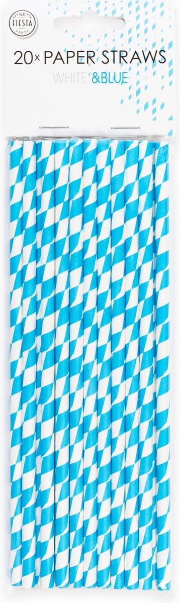 20 Papieren rietjes Bavaria Geruit - 6mm x 197mm