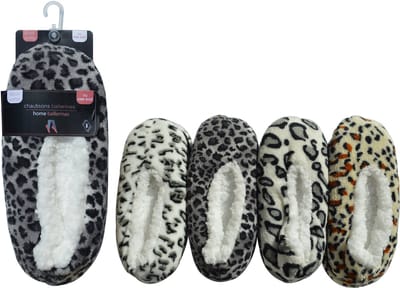 HUISSLOFFEN - EXTRA ZACHT - JUNGLEPRINT - ANTISLIP - COMFY - ONE SIZE- BEIGE/BRUIN