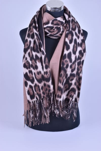 Sjaal beige met tijgerprint rondom