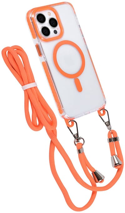 TUNIQ telefoonhoesje voor Apple iPhone 14 Pro Max - MagSafe backcover met koord - Oranje