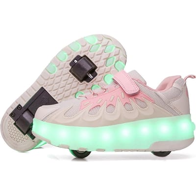 Chaussures de course Chaussures lumineuses à chargement Lumières LED Enfants Adultes Patins à roulettes avec roues 40 white