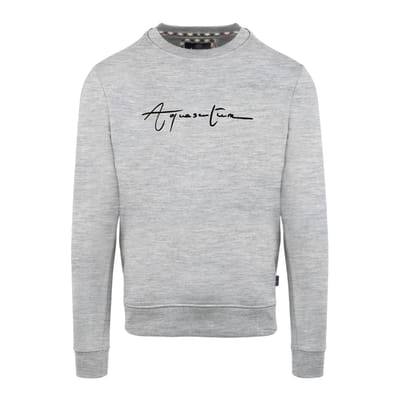 Aquascutum Heren Script Crew Neck Regular Sweatshirt (Grijs)