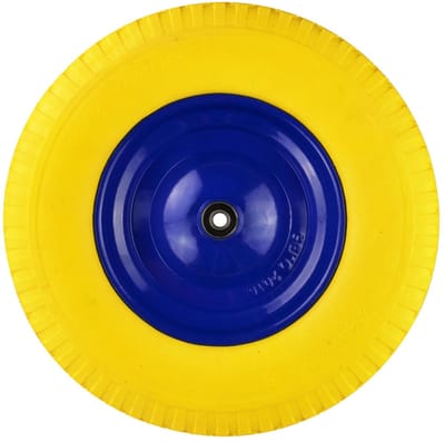 GEKO Trolleywiel - Massief PU - Versterkte Stalen Velg - 390 mm - Inclusief As