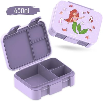 Compacte Broodtrommel bentobox zeemeermin mermaid BPA-vrij & lekvrij 650ml paars