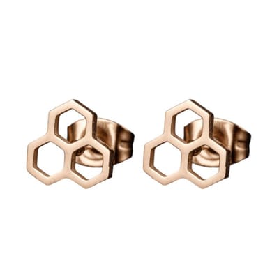 Aramat Jewels | Oorbellen | Honingraat oorbellen rosékleur – 8 mm | | | |8mm | Staal | Kinderen, Volwassenen | Verkleurd niet