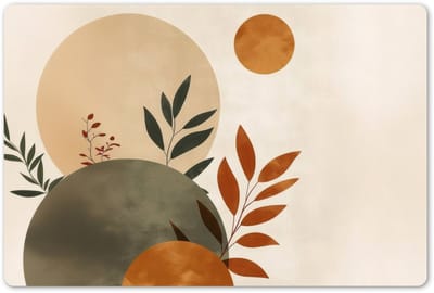 Placemats 45x30 cm - Placemat kunststof - 1 stuk - Vormen - Rond - Bladeren - Beige - Borden onderleggers - Decoratie voor op tafel - Keuken tafeldecoratie accessoires - Vinyl onderlegger - Tafelversiering