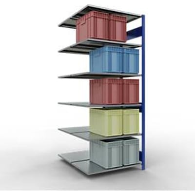 SCHULTE Lagertechnik - Boutloze dubbele stapelbak type 150 - 2500x1000x2x600 mm 2x6 schappen