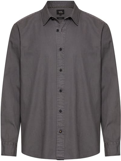 camel active Katoenen overhemd met kentkraag - Maat menswear-L - Grafietgrijs
